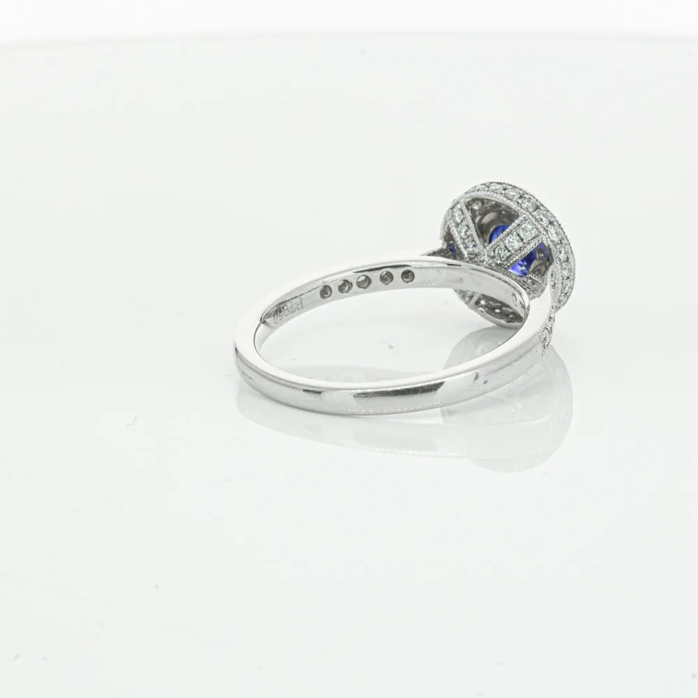 Platinum .65ct Sapphire & Diamond Halo Ring