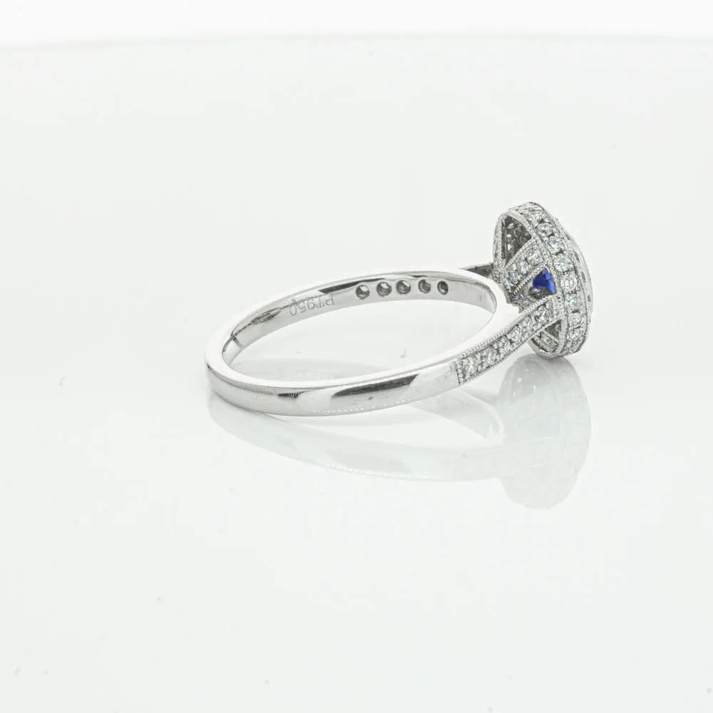 Platinum .65ct Sapphire & Diamond Halo Ring
