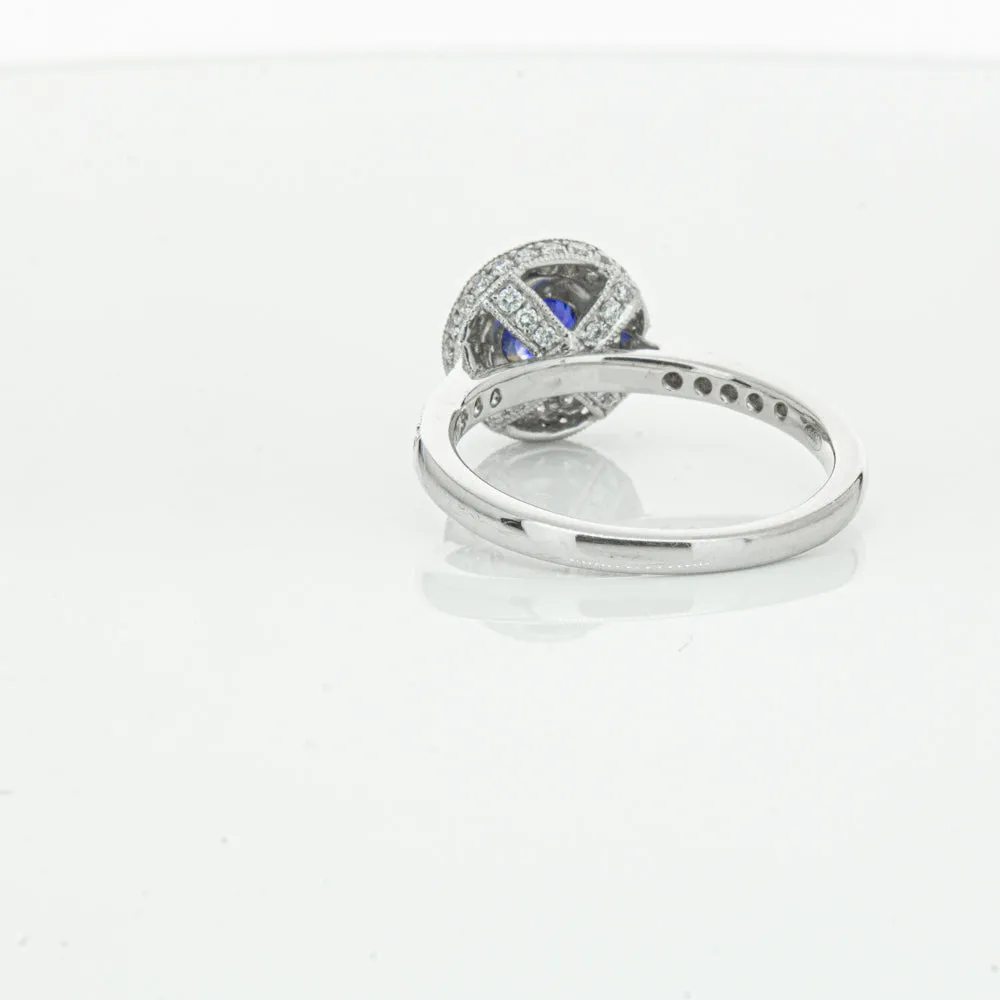 Platinum .65ct Sapphire & Diamond Halo Ring