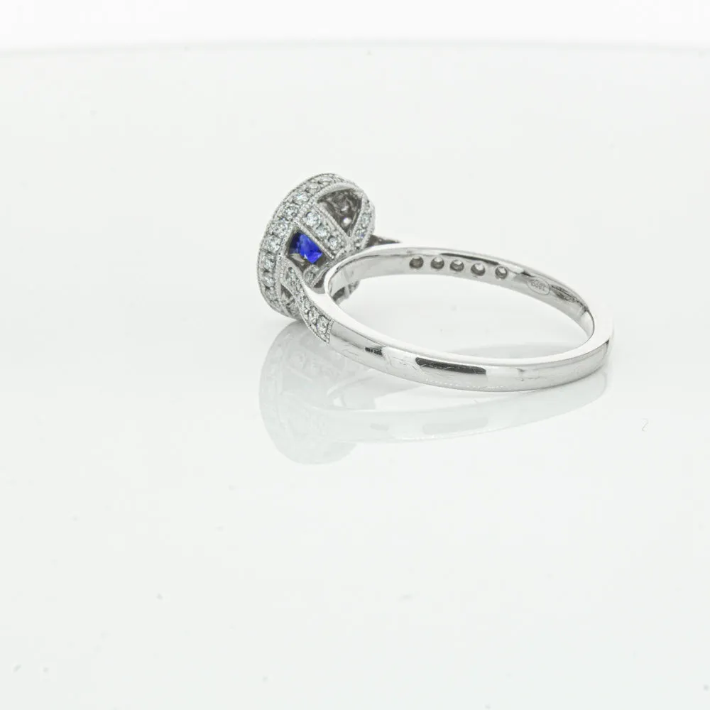 Platinum .65ct Sapphire & Diamond Halo Ring