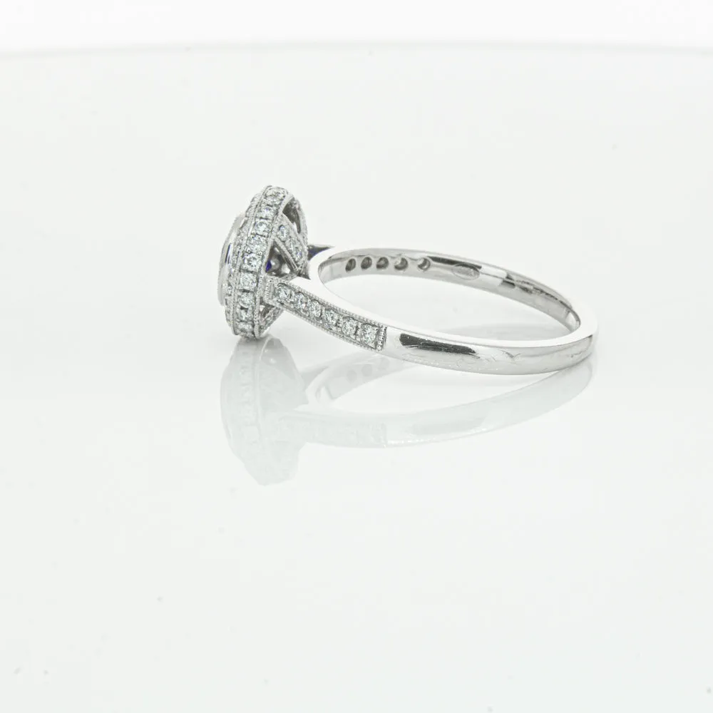 Platinum .65ct Sapphire & Diamond Halo Ring