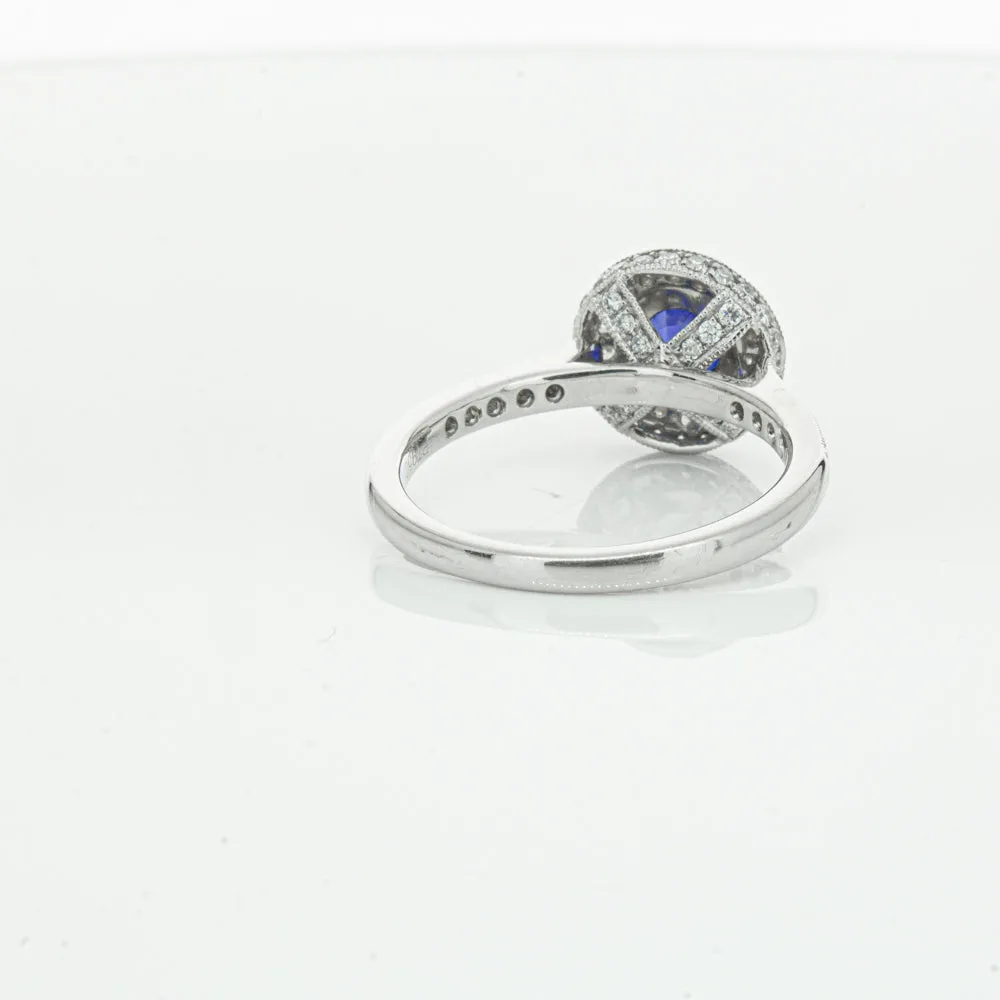 Platinum .65ct Sapphire & Diamond Halo Ring