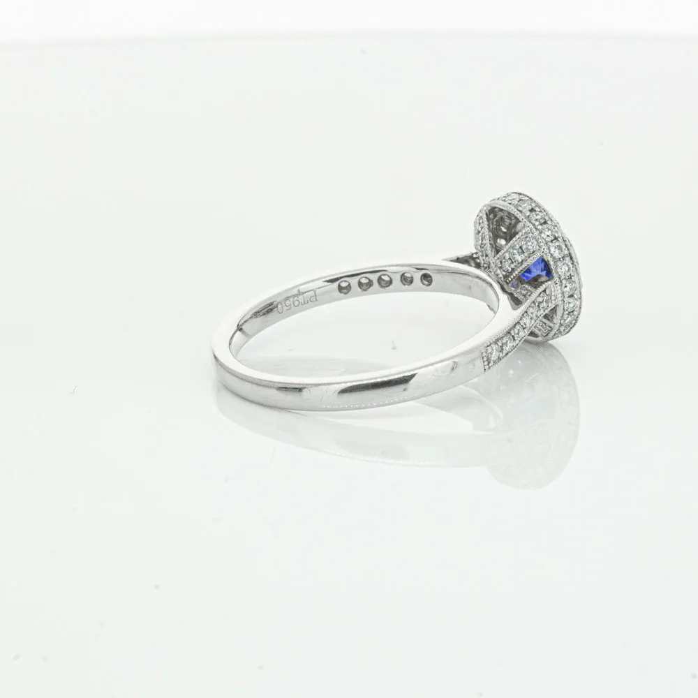 Platinum .65ct Sapphire & Diamond Halo Ring