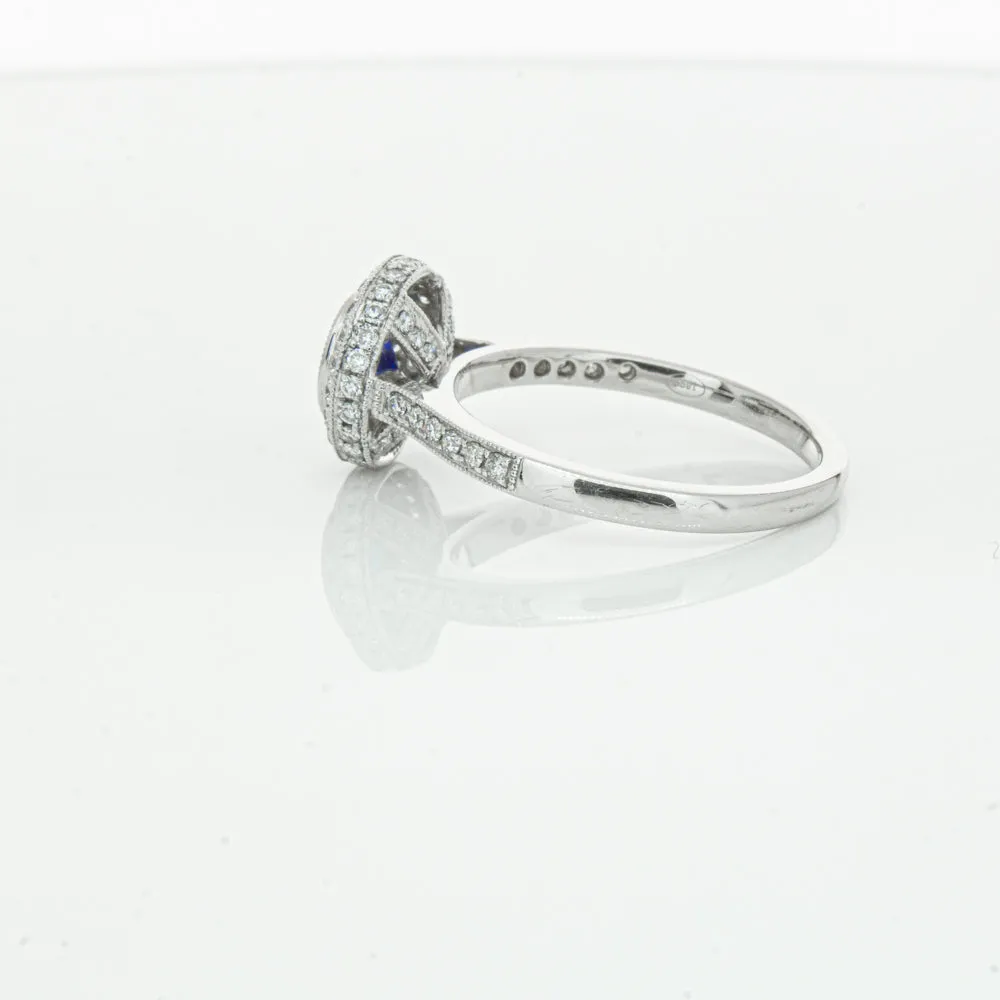 Platinum .65ct Sapphire & Diamond Halo Ring