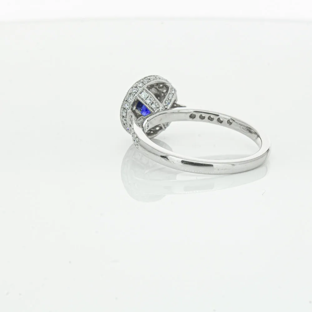 Platinum .65ct Sapphire & Diamond Halo Ring