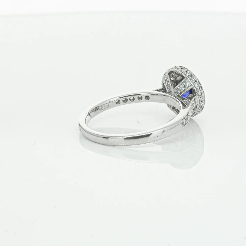 Platinum .65ct Sapphire & Diamond Halo Ring