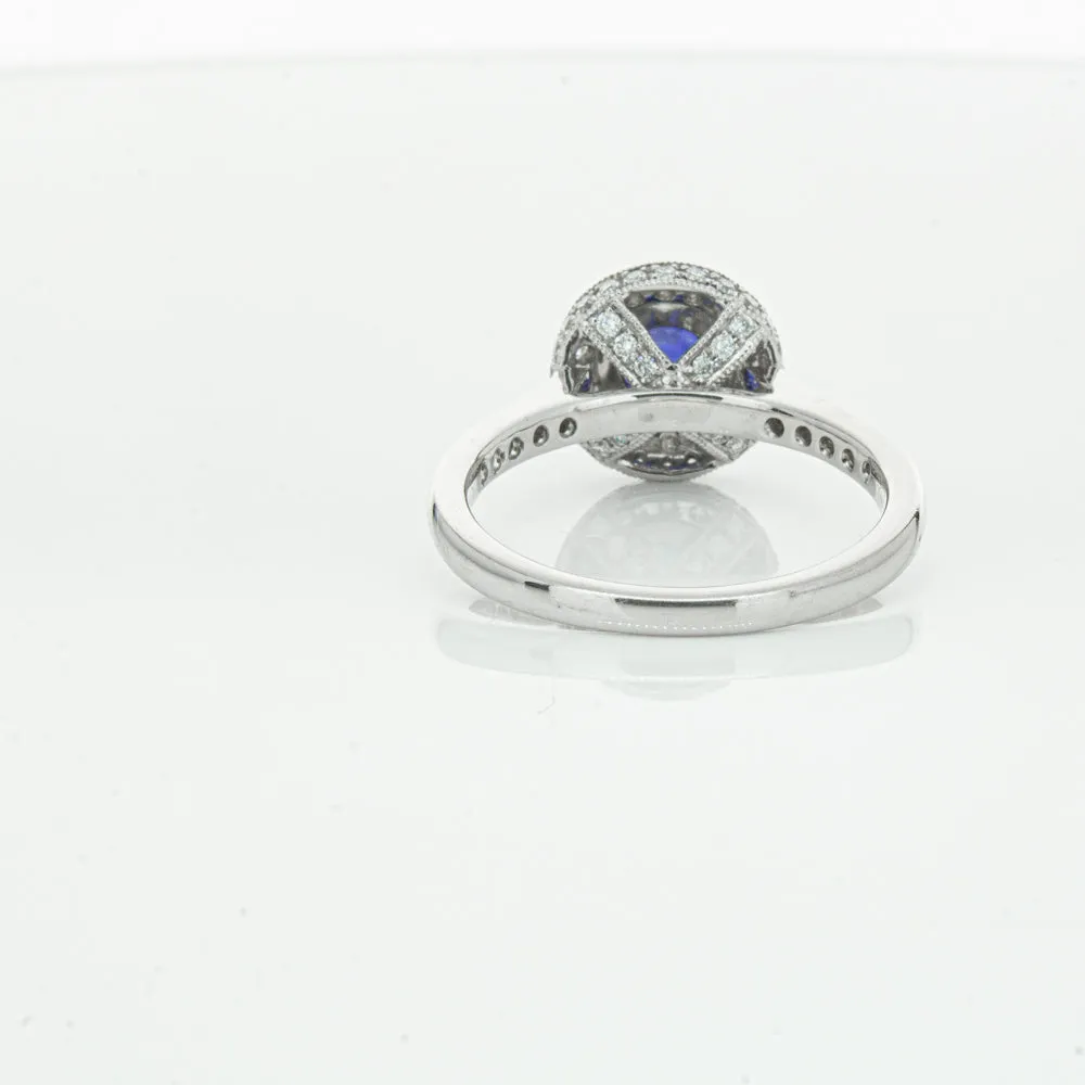 Platinum .65ct Sapphire & Diamond Halo Ring