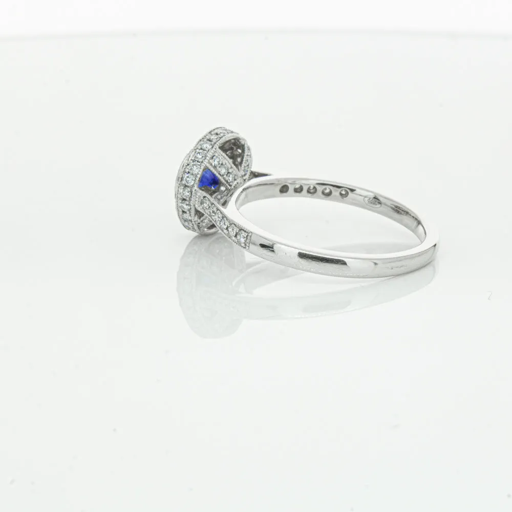 Platinum .65ct Sapphire & Diamond Halo Ring