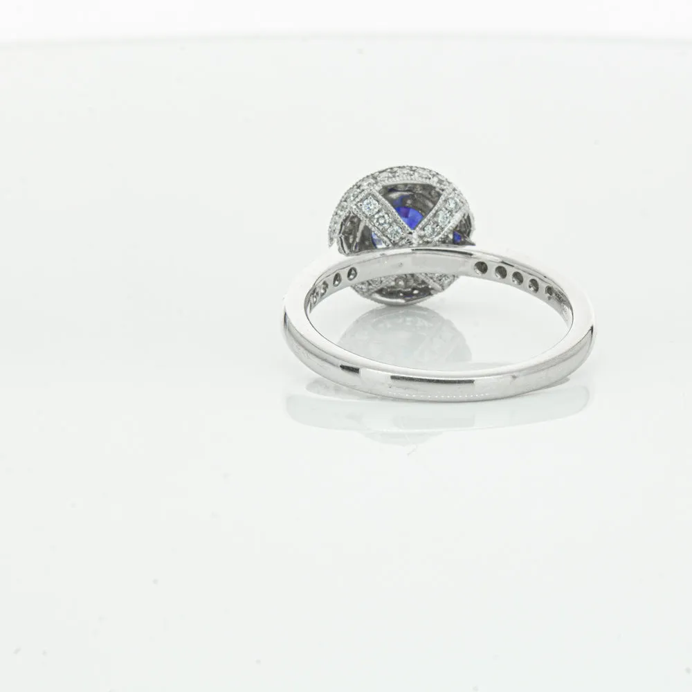Platinum .65ct Sapphire & Diamond Halo Ring