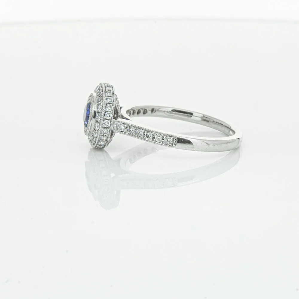 Platinum .65ct Sapphire & Diamond Halo Ring