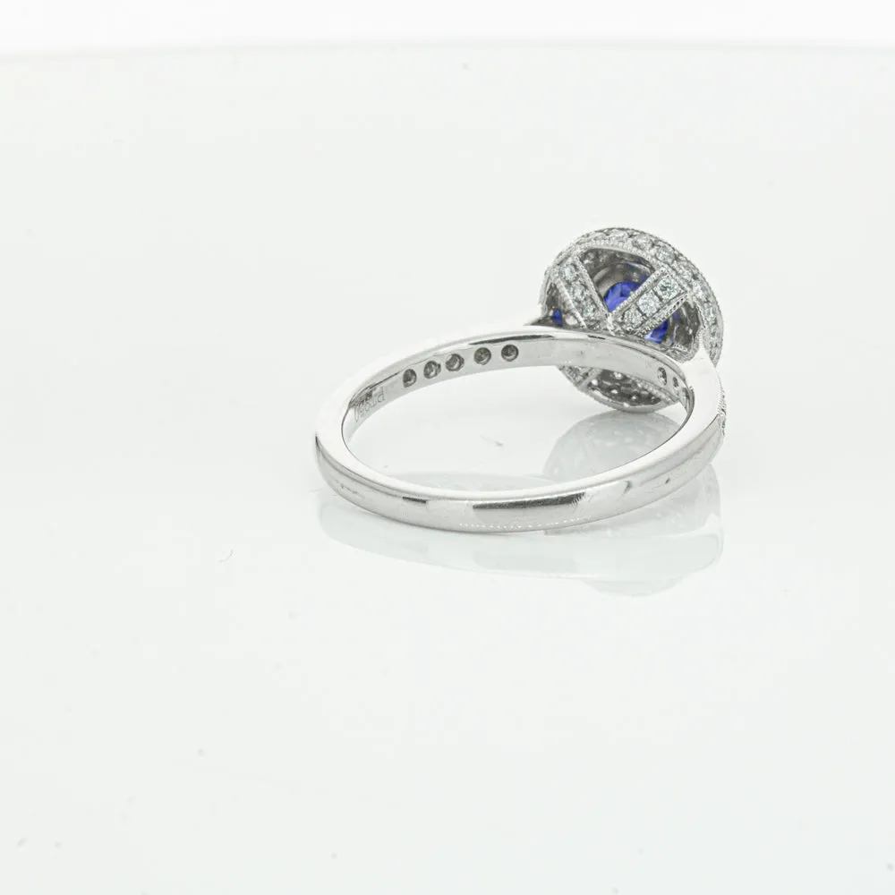 Platinum .65ct Sapphire & Diamond Halo Ring