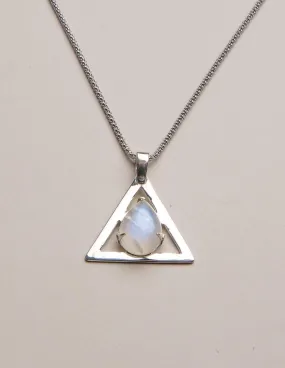 Rainbow Moonstone Triangle Pendant