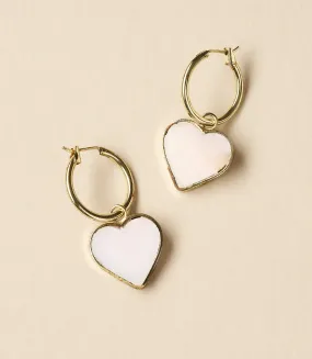Rajani Hoop Heart Mother of Pearl Earrings