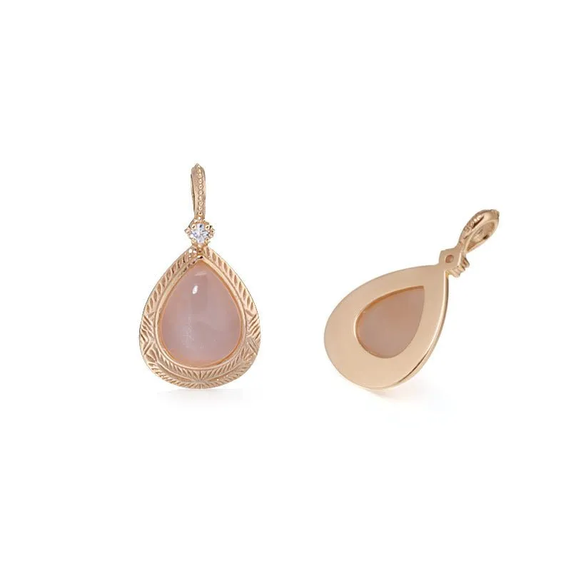 Retro Tear Drop Orange Moonstone Pendant