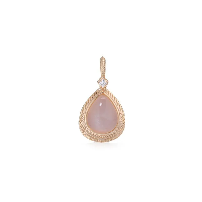 Retro Tear Drop Orange Moonstone Pendant