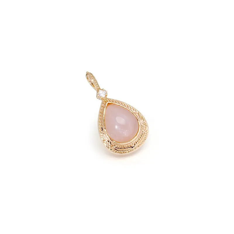 Retro Tear Drop Orange Moonstone Pendant