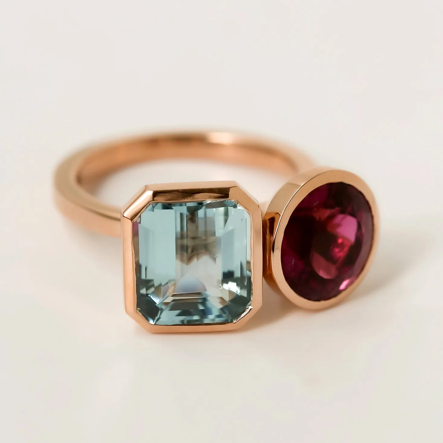 Rubellite & Aquamarine Baroness Ring