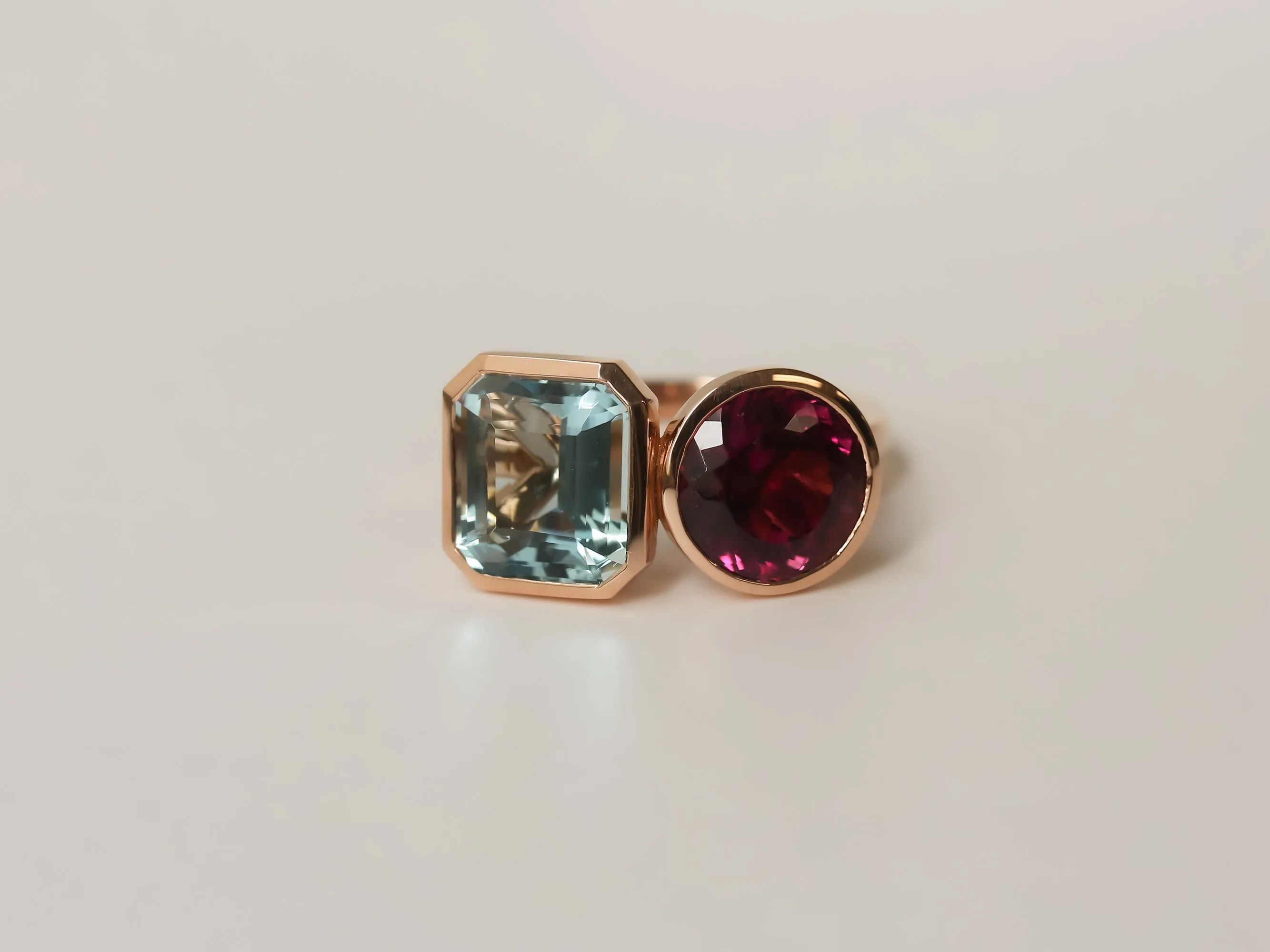 Rubellite & Aquamarine Baroness Ring