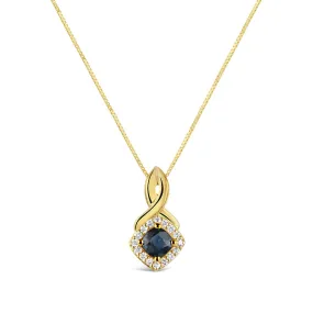 Sapphire & Diamond Halo Twist Pendant