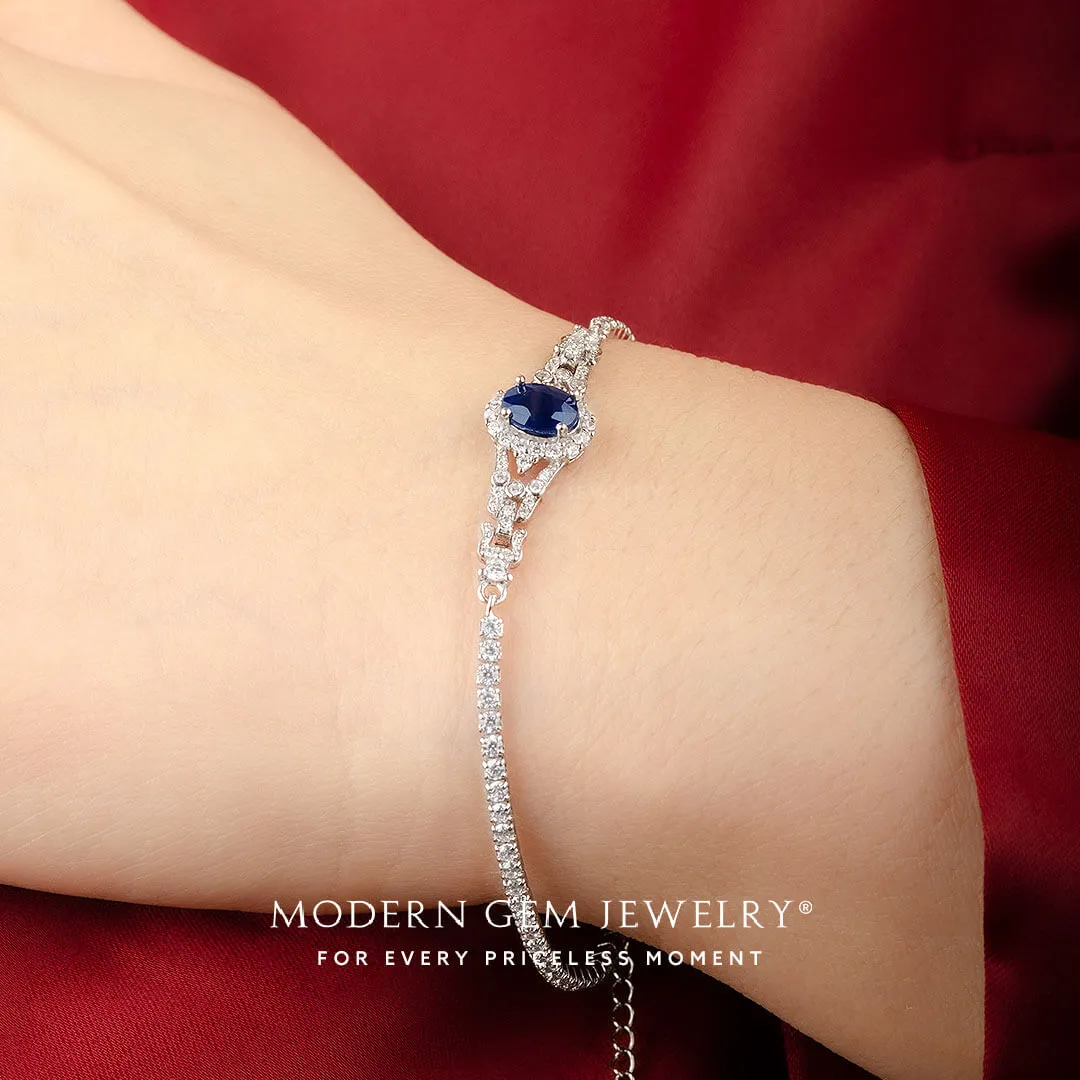 Sapphire and Diamond Vintage Inspired Bracelet
