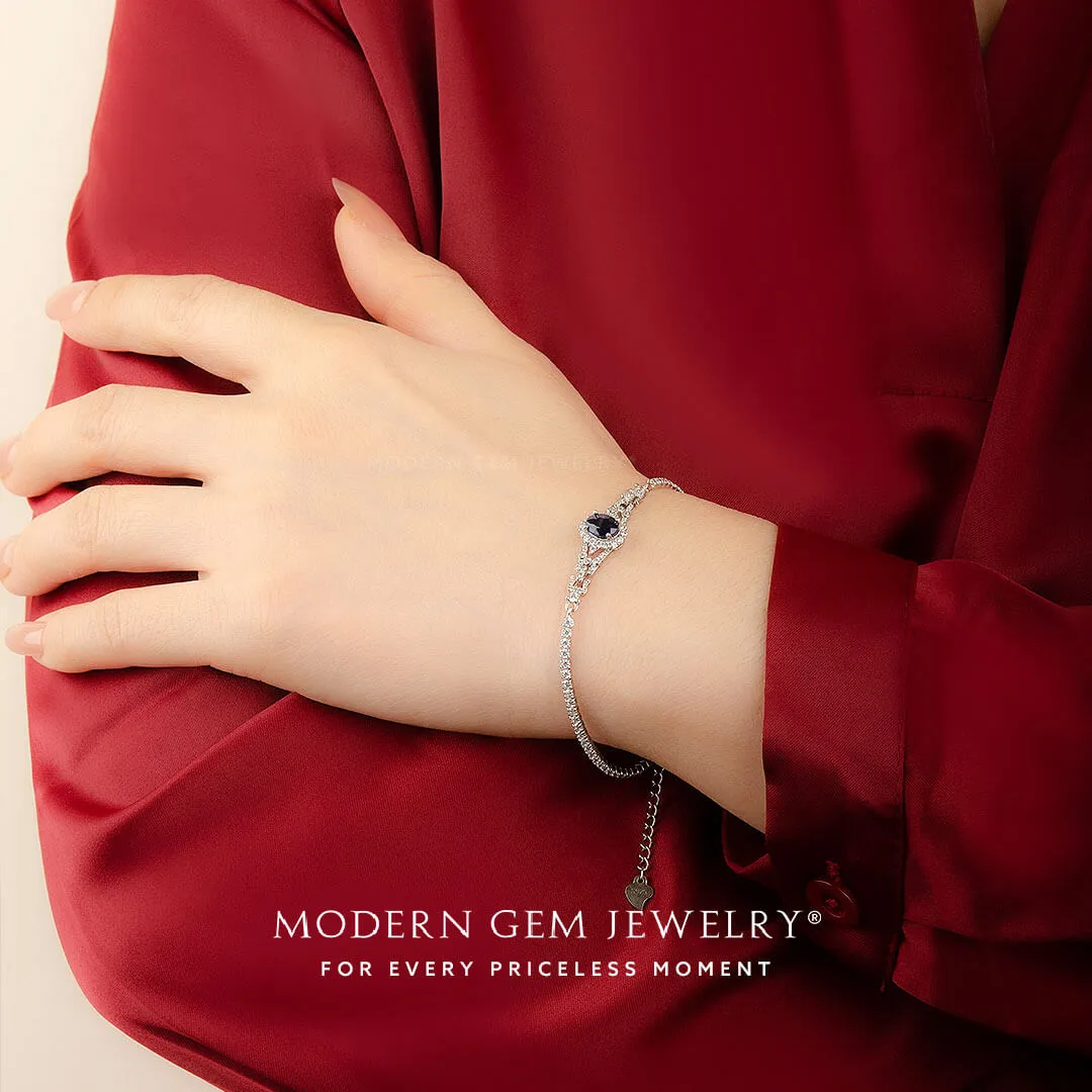 Sapphire and Diamond Vintage Inspired Bracelet