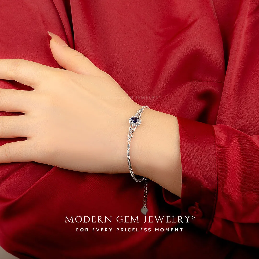 Sapphire and Diamond Vintage Inspired Bracelet