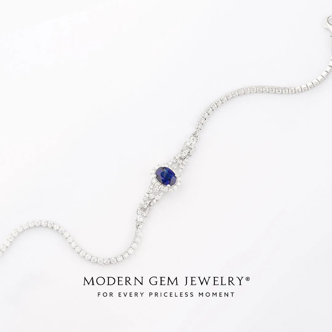Sapphire and Diamond Vintage Inspired Bracelet