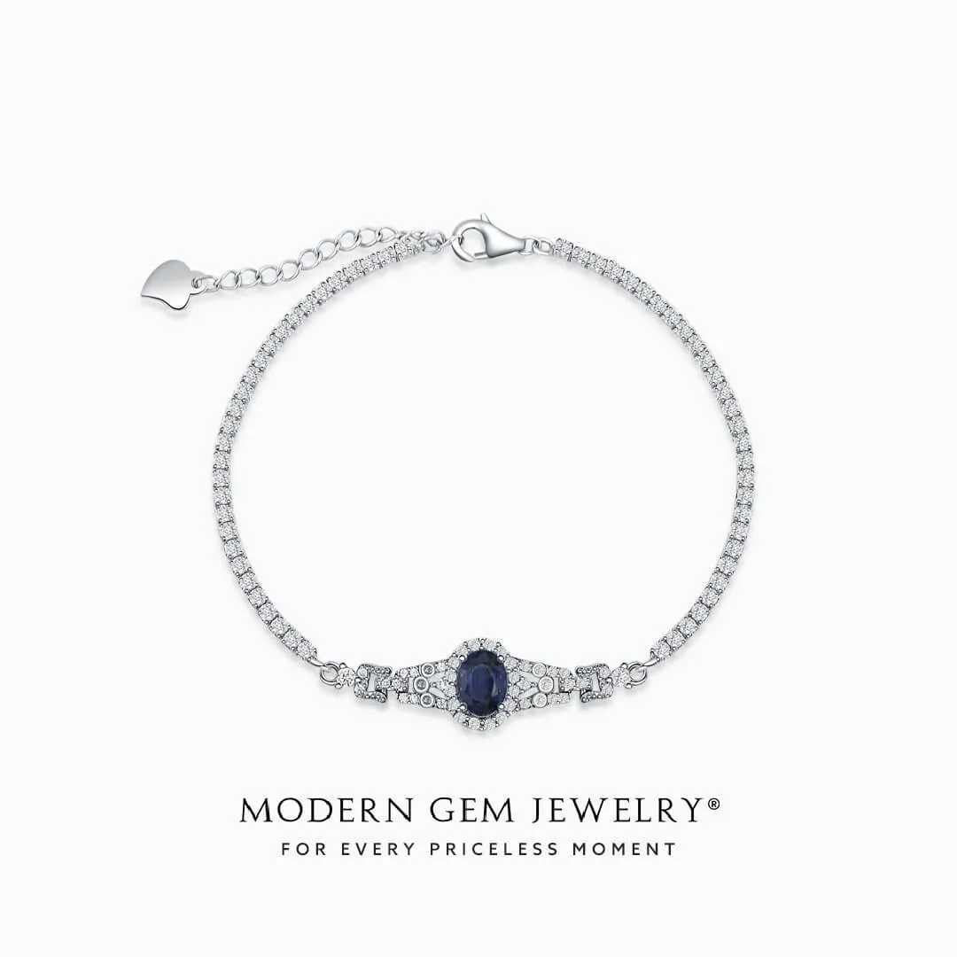 Sapphire and Diamond Vintage Inspired Bracelet