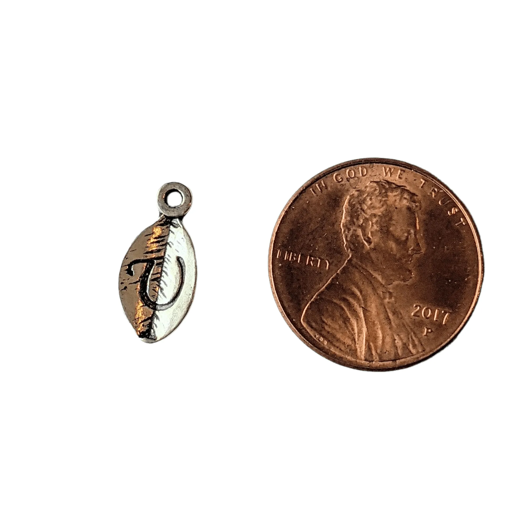 Silver Leaf Initial Charm - Letter U