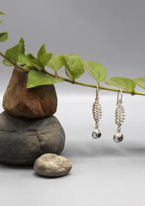 Silver Sterling Spiral Roll Drop Earrings