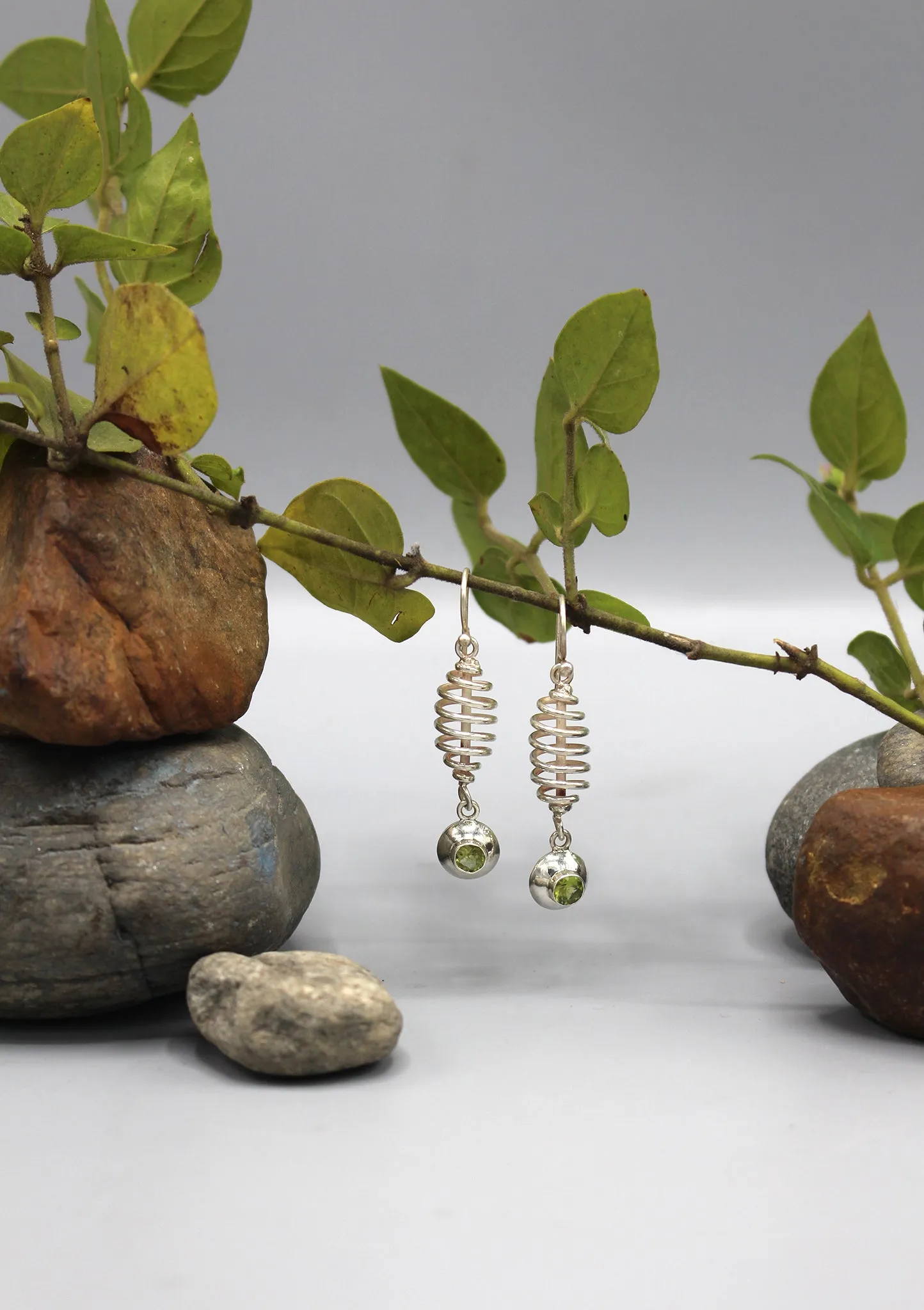 Silver Sterling Spiral Roll Drop Earrings