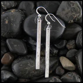 Simple Hammered Bar Drop Earrings