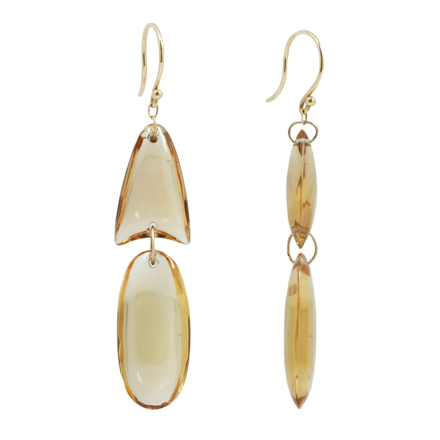 Small Citrine Arrowhead Earrings