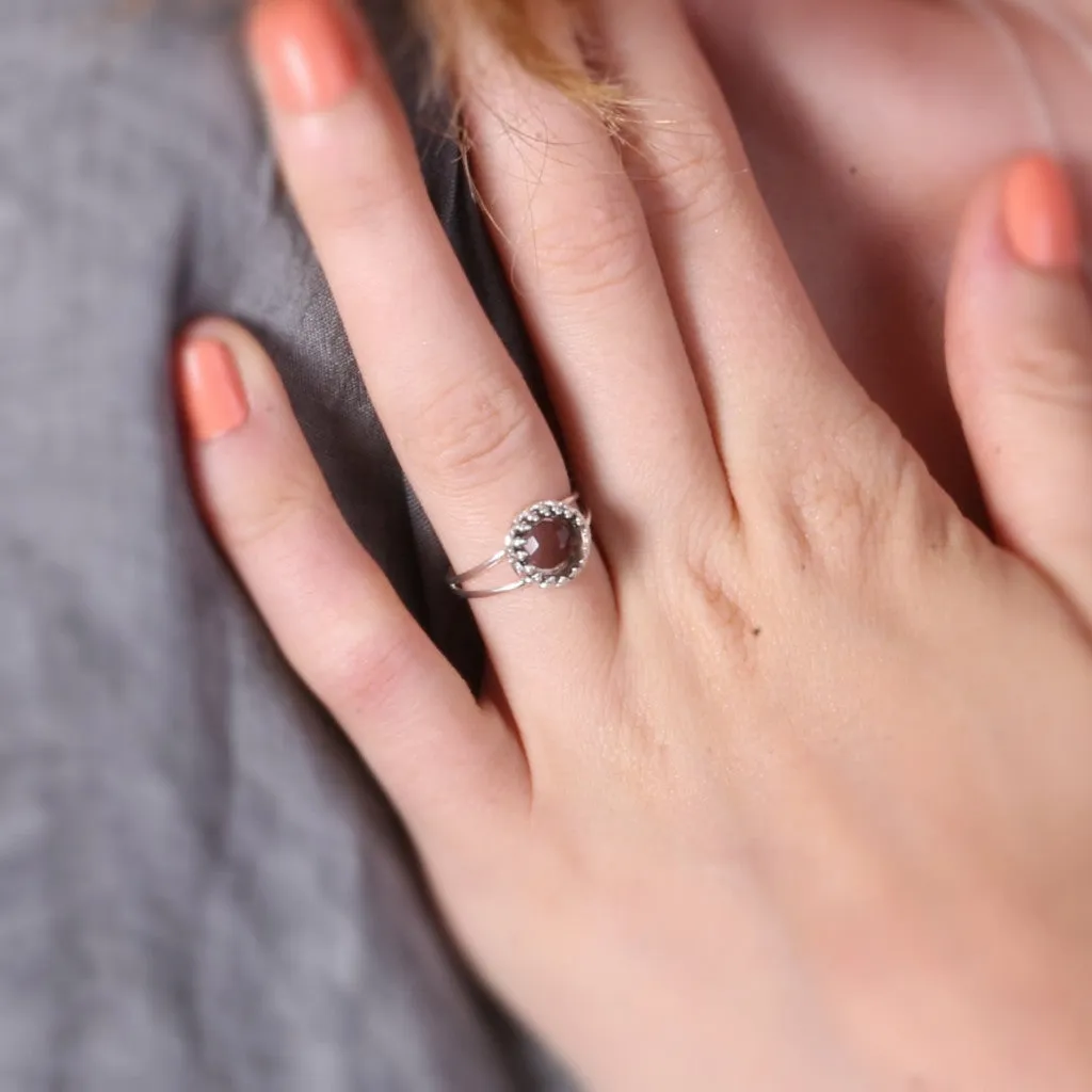 Smoky quartz gemstone ring sterling silver ring