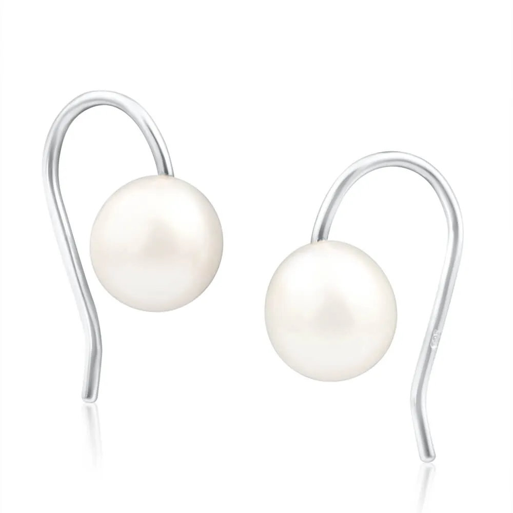 Sterling Silver Cream Freshwater Pearl Hoop Earrings