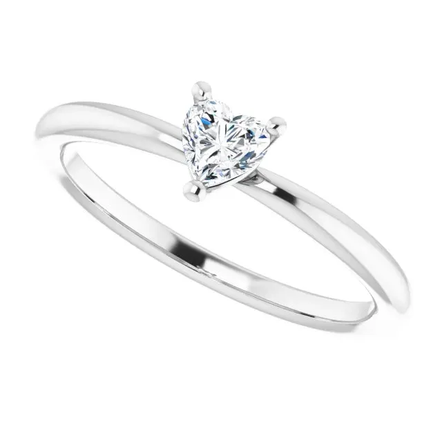 Sterling Silver Natural White Sapphire Heart Solitaire Ring