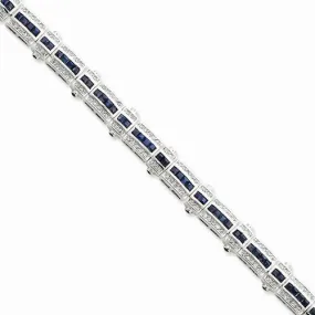 Sterling Silver Sapphire & Cz Bracelet