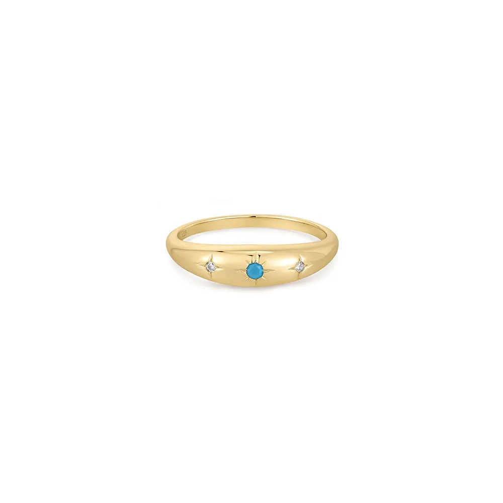 Teddi Ring Sterling Silver - Gold   Turquoise