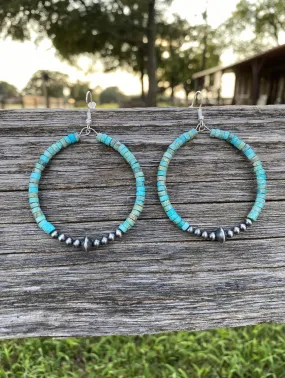 The Turquoise Navajo Pearl Hoop Bead Earring
