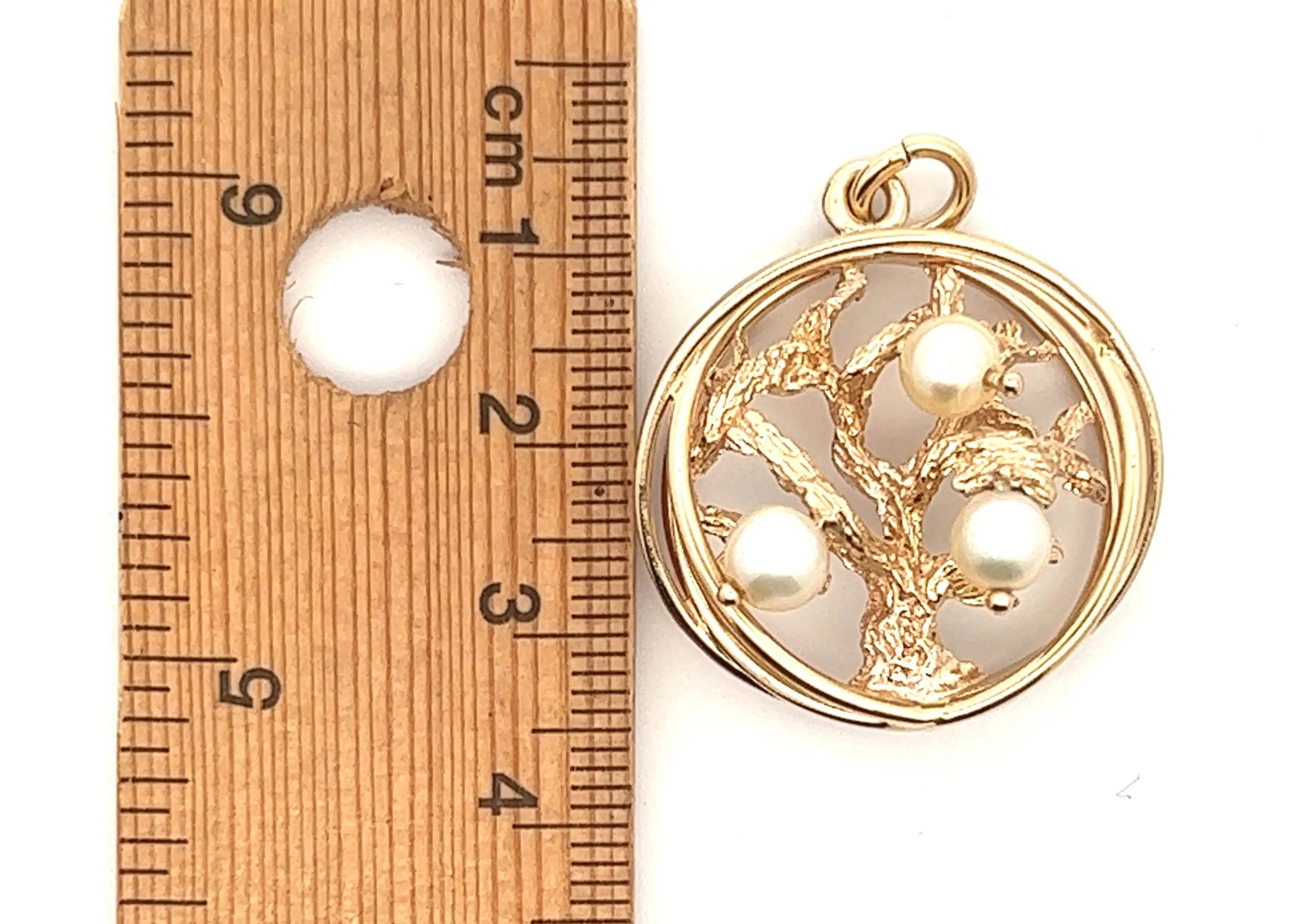 Tree of Life Pearl & 14ct Yellow Gold Pendant