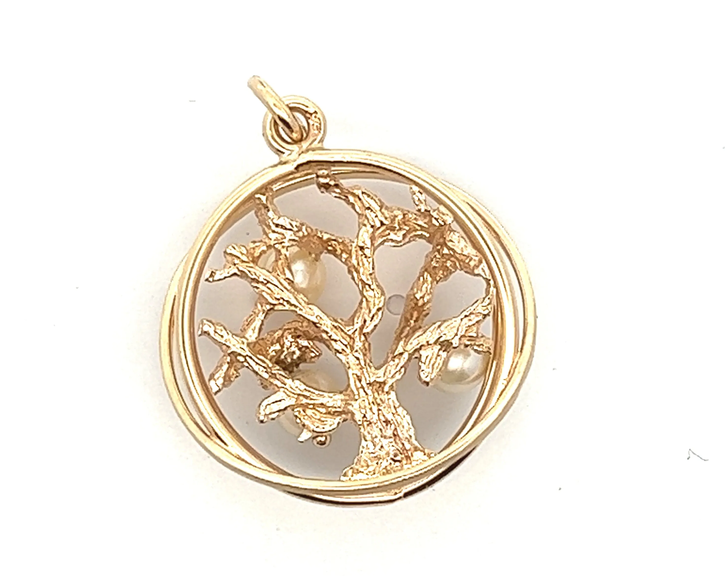 Tree of Life Pearl & 14ct Yellow Gold Pendant