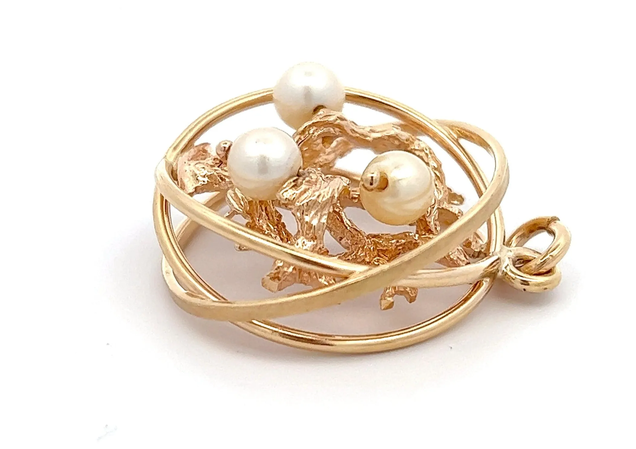 Tree of Life Pearl & 14ct Yellow Gold Pendant
