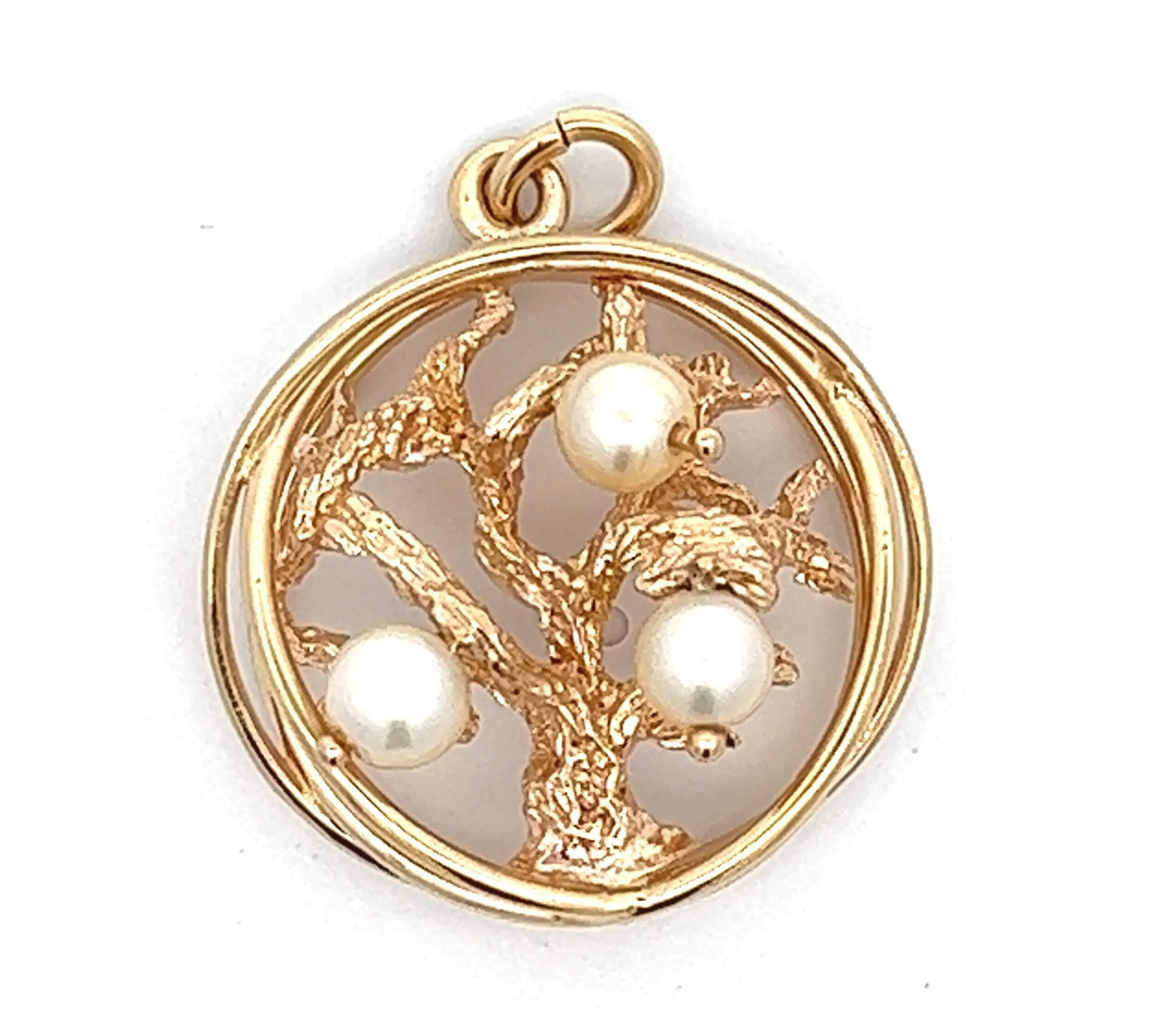 Tree of Life Pearl & 14ct Yellow Gold Pendant