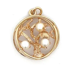 Tree of Life Pearl & 14ct Yellow Gold Pendant