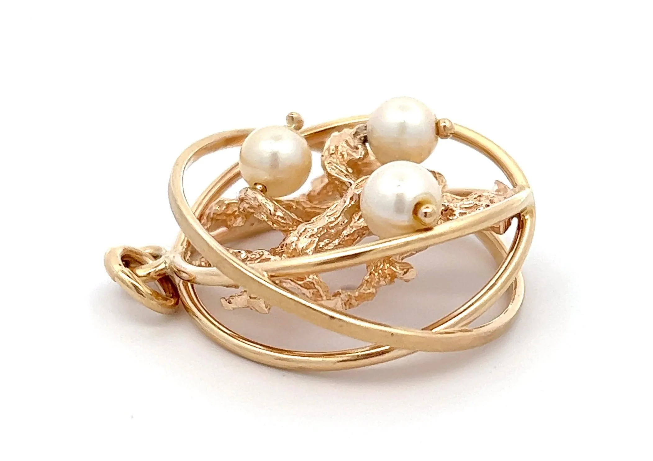 Tree of Life Pearl & 14ct Yellow Gold Pendant
