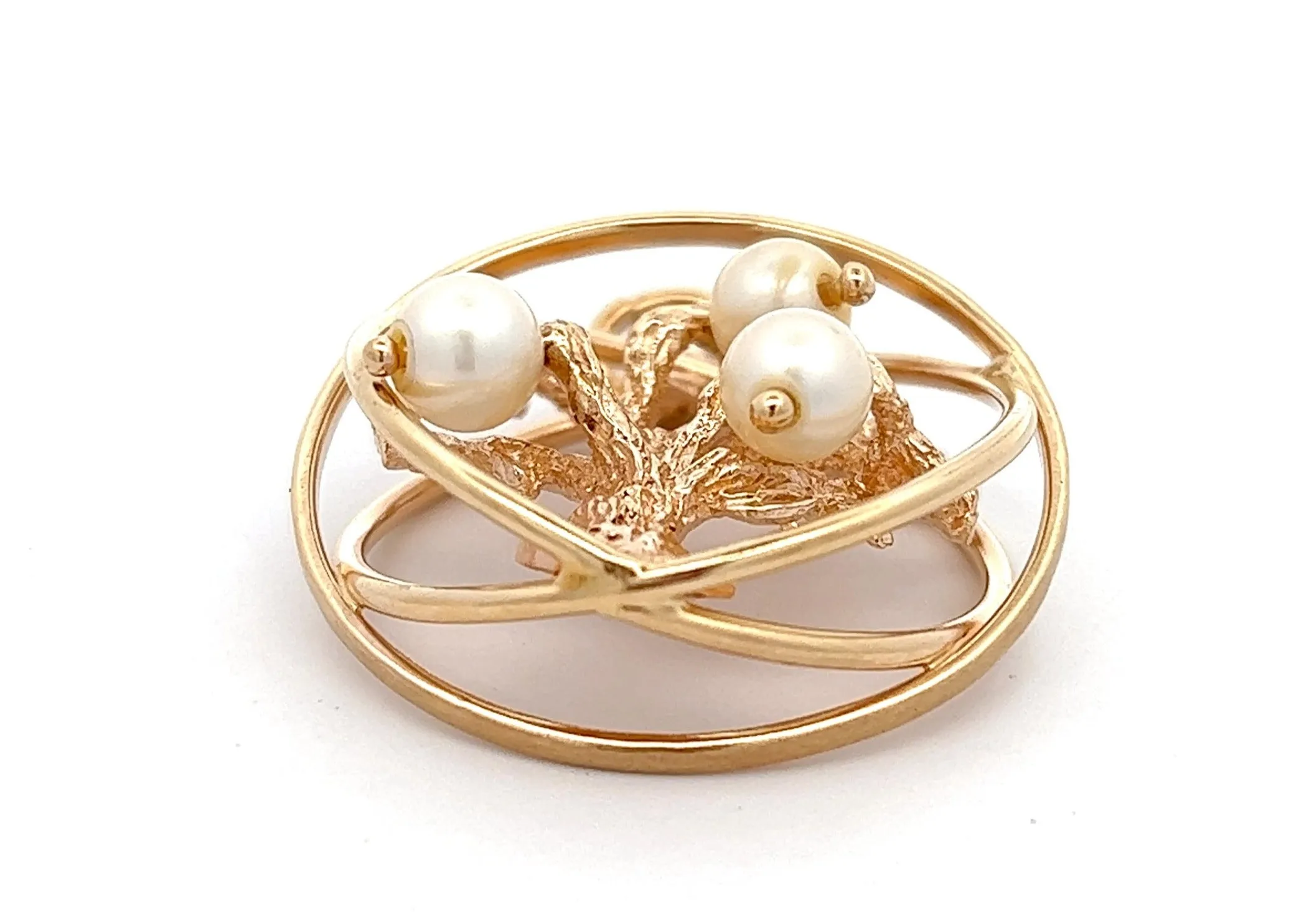 Tree of Life Pearl & 14ct Yellow Gold Pendant