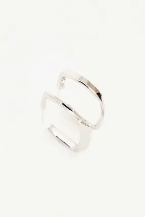 Trendy Angular Silver Hoop Earrings for Women