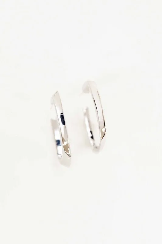 Trendy Angular Silver Hoop Earrings for Women
