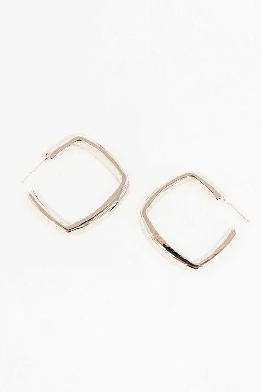 Trendy Angular Silver Hoop Earrings for Women
