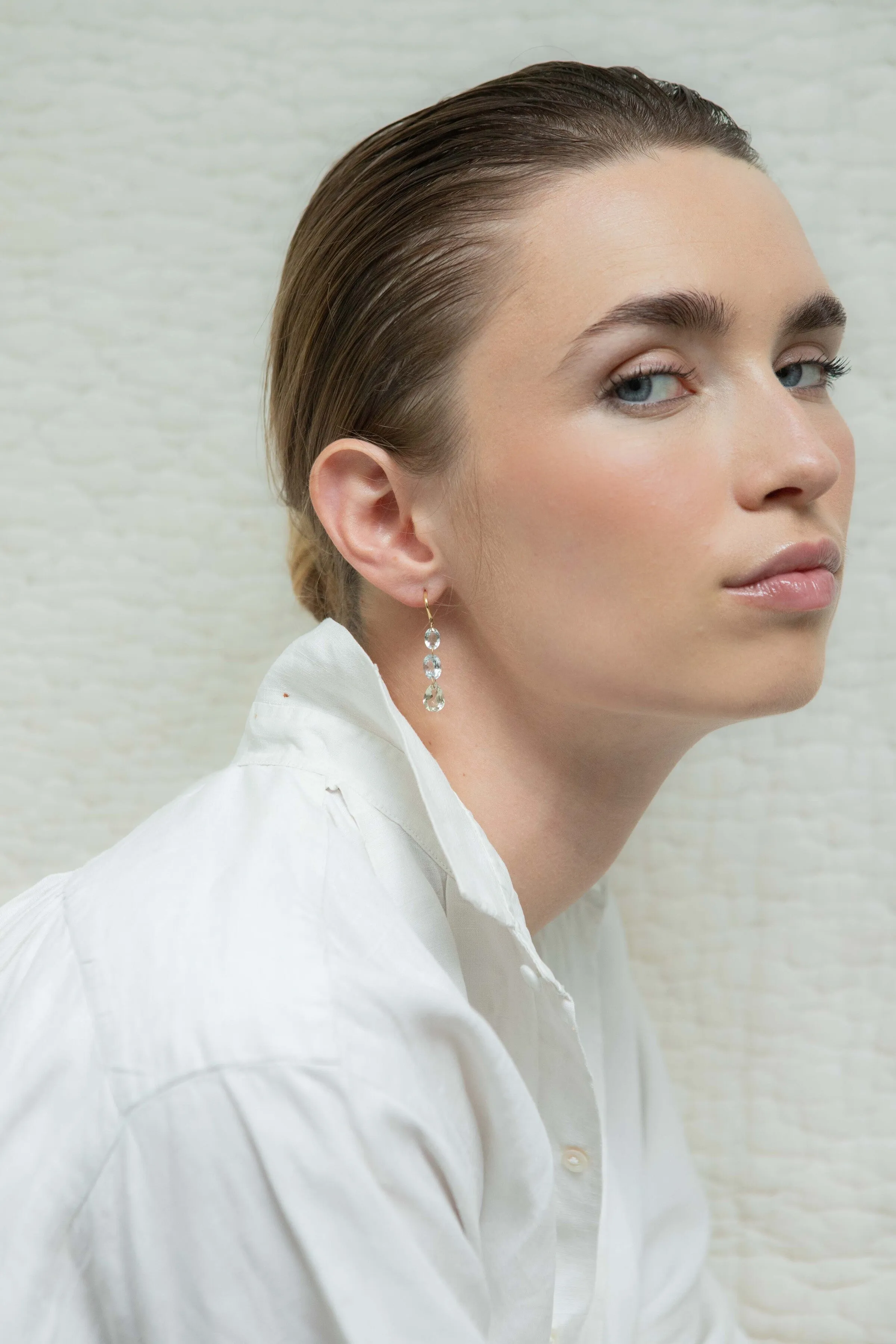 Triple Drop Gem Earrings - Citrine   Yellow Labradorite